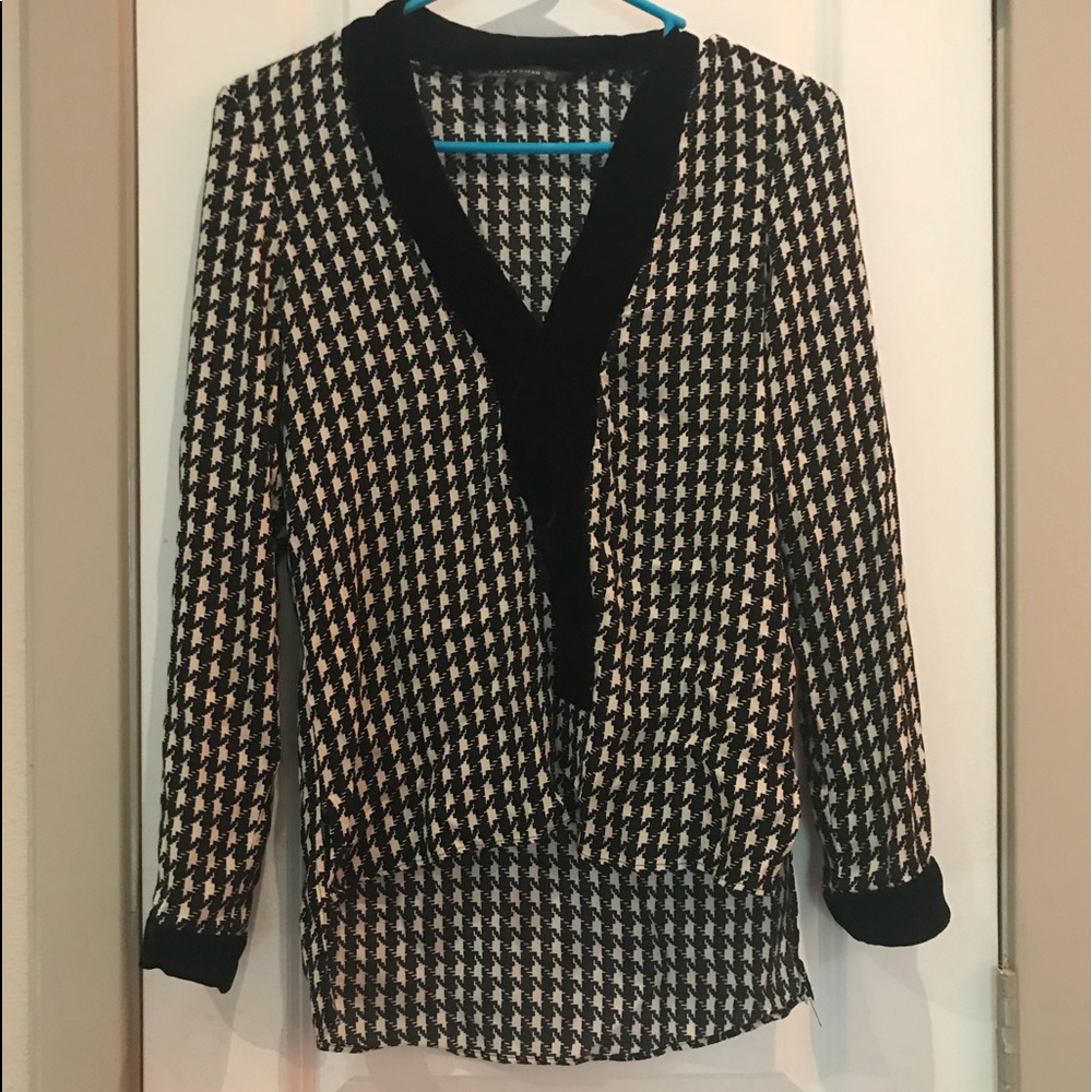Zara High-low Cardigan with Houndstooth Print